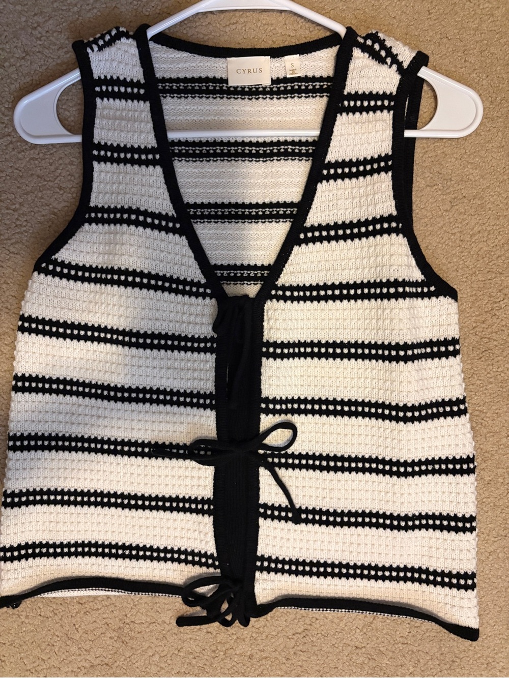 Cyrus Black & White Striped Knit Vest